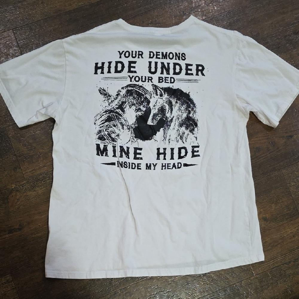 White Short Sleeve Tee with Bold Graphic Design